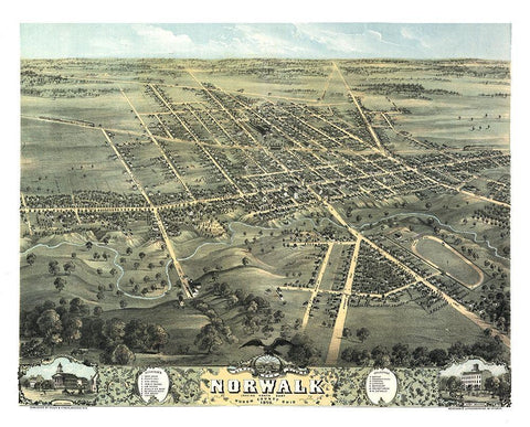 Norwalk Ohio - Stoner 1870  White Modern Wood Framed Art Print with Double Matting by Stoner