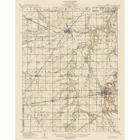 Upper Sandusky Ohio Quad - USGS 1907 White Modern Wood Framed Art Print by USGS