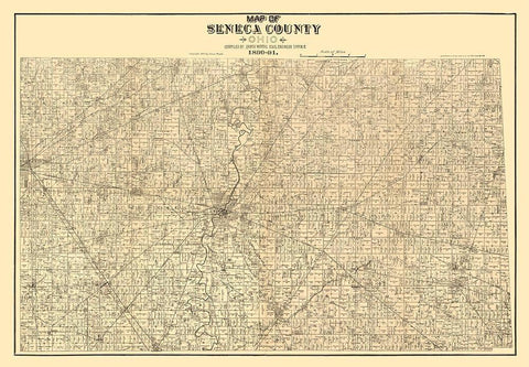 Seneca County Ohio - Woods 1891  White Modern Wood Framed Art Print with Double Matting by Woods