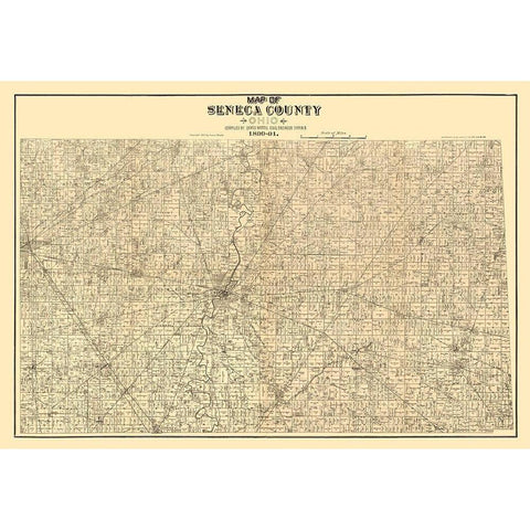 Seneca County Ohio - Woods 1891  Gold Ornate Wood Framed Art Print with Double Matting by Woods