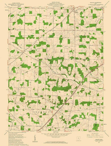 Shauck Ohio Quad - USGS 1961 White Modern Wood Framed Art Print with Double Matting by USGS