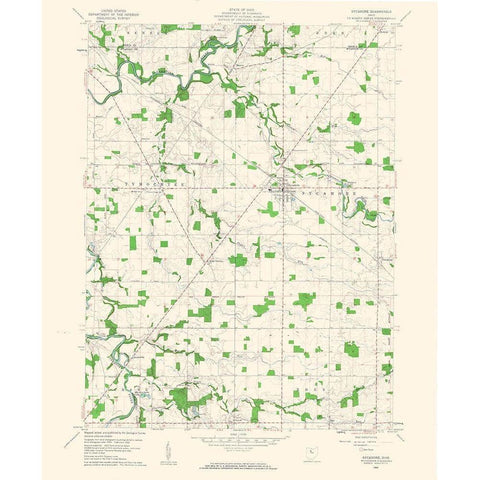 Sycamore Ohio Quad - USGS 1960 Gold Ornate Wood Framed Art Print with Double Matting by USGS