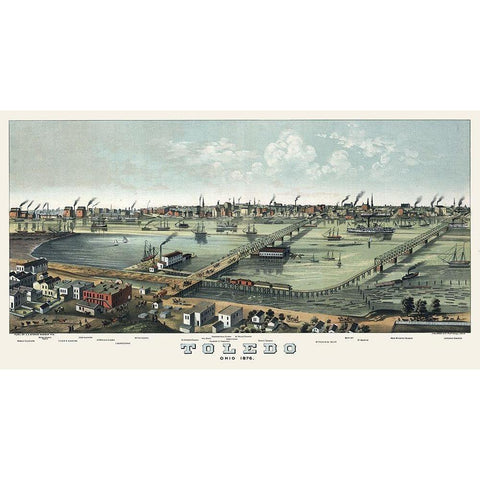 Toledo Ohio - Stoner 1876  Black Modern Wood Framed Art Print with Double Matting by Stoner