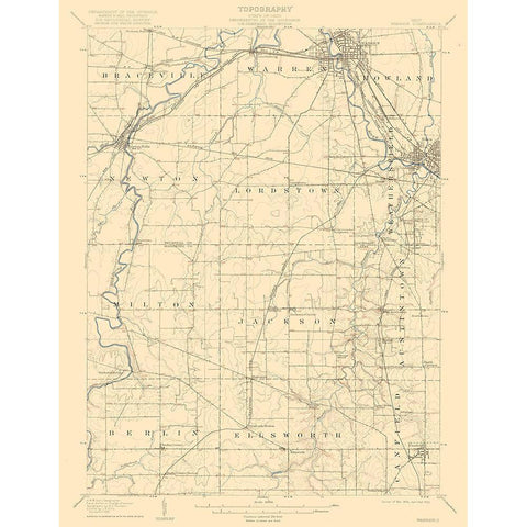 Warren Ohio Quad - USGS 1908 White Modern Wood Framed Art Print by USGS