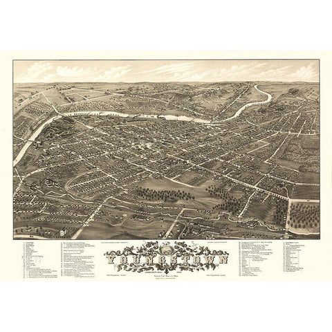 Youngstown Ohio - Stoner 1882  White Modern Wood Framed Art Print by Stoner