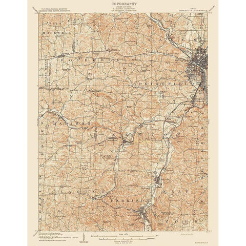 Zanesville Ohio Quad - USGS 1910 White Modern Wood Framed Art Print by USGS