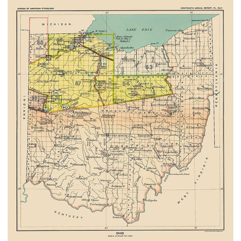 Ohio Indian Cessation - USGPO 1899 White Modern Wood Framed Art Print by USGPO