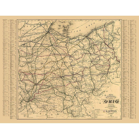 Ohio - Sabine 1882  Black Modern Wood Framed Art Print by Sabine