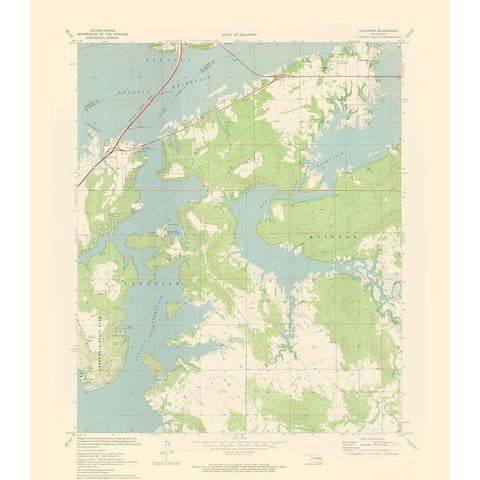 Longtown Oklahoma Quad - USGS 1971 Gold Ornate Wood Framed Art Print with Double Matting by USGS