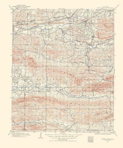 Winding Stair Oklahoma Quad - USGS 1960 White Modern Wood Framed Art Print with Double Matting by USGS