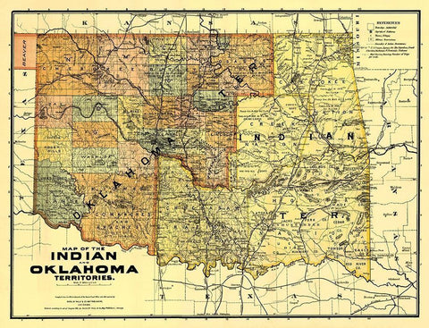 Oklahoma Indian Territory - Rand McNally 1894 White Modern Wood Framed Art Print with Double Matting by Rand McNally