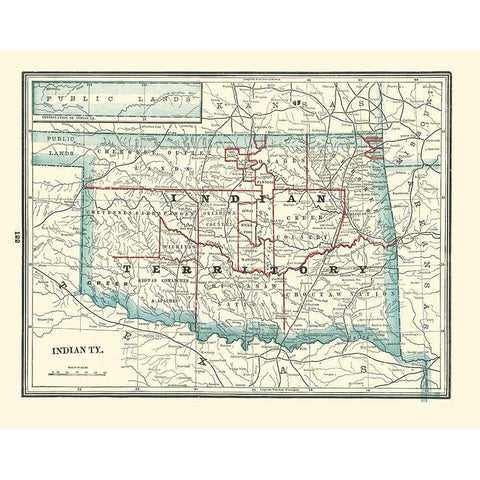 Oklahoma Indian Territory - Rathbun 1893 Black Modern Wood Framed Art Print by Rathbun