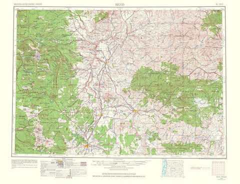 Bend Oregon Quad - USGS 1964 White Modern Wood Framed Art Print with Double Matting by USGS