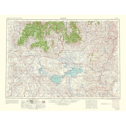 Burns Oregon Quad - USGS 1964 Gold Ornate Wood Framed Art Print with Double Matting by USGS