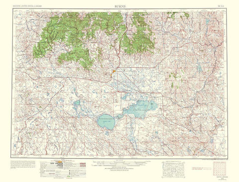 Burns Oregon Quad - USGS 1964 Black Ornate Wood Framed Art Print with Double Matting by USGS