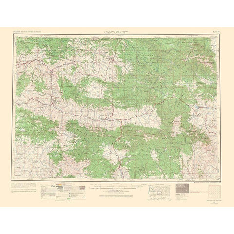 Canyon City Oregon Quad - USGS 1966 Black Modern Wood Framed Art Print with Double Matting by USGS