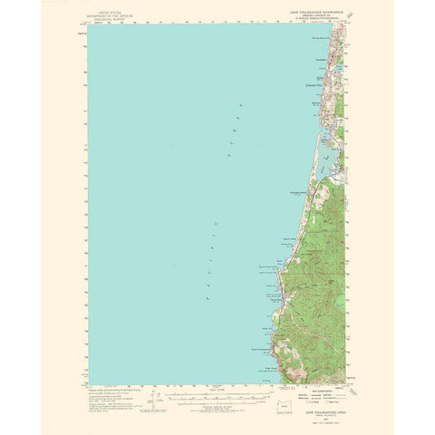 Cape Foulweather Oregon Quad - USGS 1967 Black Modern Wood Framed Art Print with Double Matting by USGS