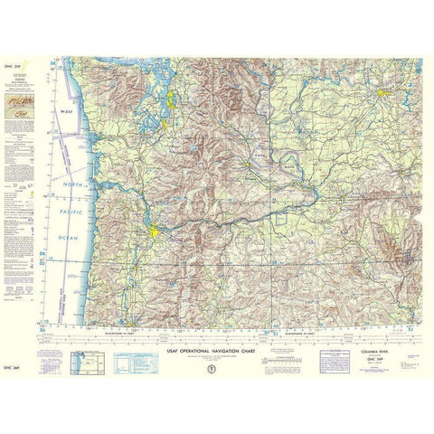 Columbia River Idaho Oregon Washington Sheet White Modern Wood Framed Art Print by USGS