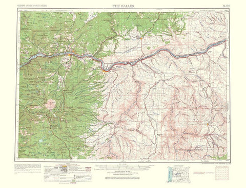 Dalles Oregon Quad - USGS 1965 White Modern Wood Framed Art Print with Double Matting by USGS