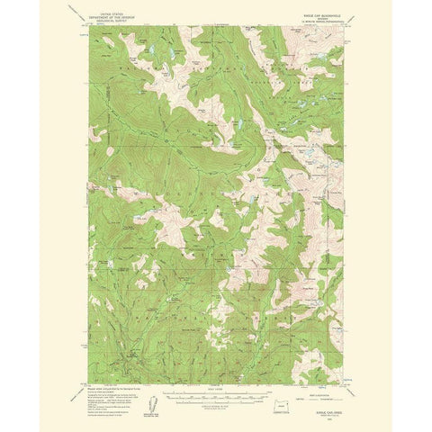 Eagle Cap Oregon Quad - USGS 1961 Black Modern Wood Framed Art Print with Double Matting by USGS