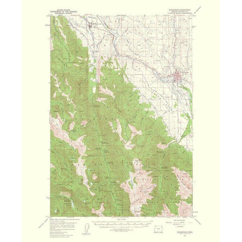 Enterprise Oregon Quad - USGS 1963 White Modern Wood Framed Art Print by USGS