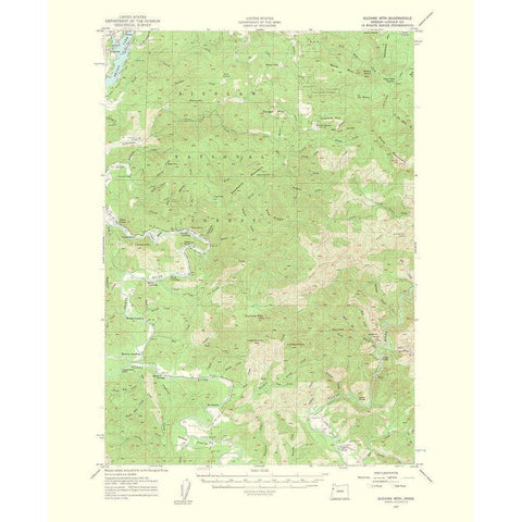 Euchre Mountain Oregon Quad - USGS 1963 Gold Ornate Wood Framed Art Print with Double Matting by USGS