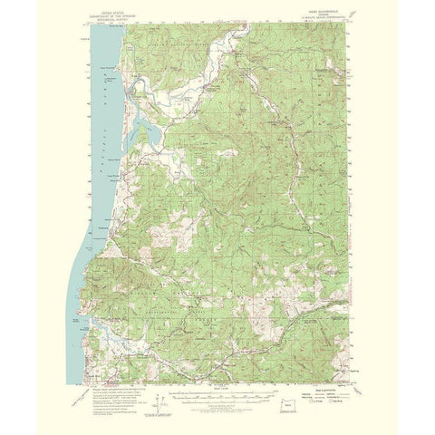 Hebo Oregon Quad - USGS 1965 White Modern Wood Framed Art Print by USGS