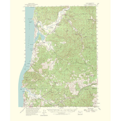 Hebo Oregon Quad - USGS 1965 Gold Ornate Wood Framed Art Print with Double Matting by USGS