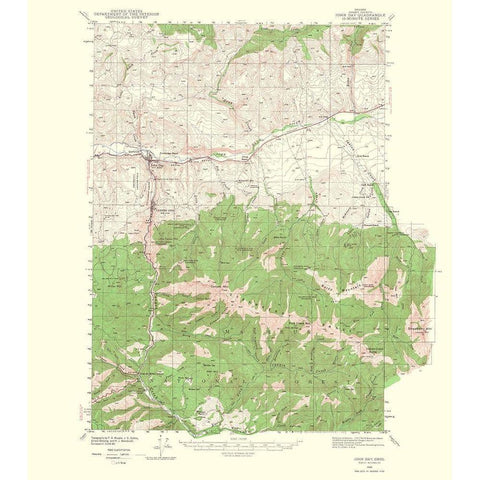 John Day Oregon Quad - USGS 1967 White Modern Wood Framed Art Print by USGS