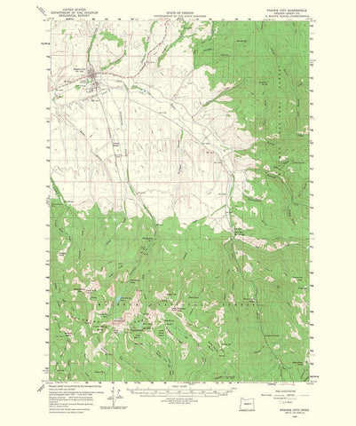 Prairie City Oregon Quad - USGS 1968 White Modern Wood Framed Art Print with Double Matting by USGS