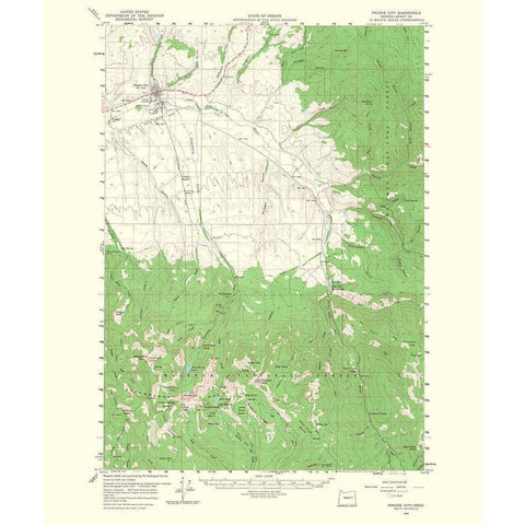 Prairie City Oregon Quad - USGS 1968 White Modern Wood Framed Art Print by USGS