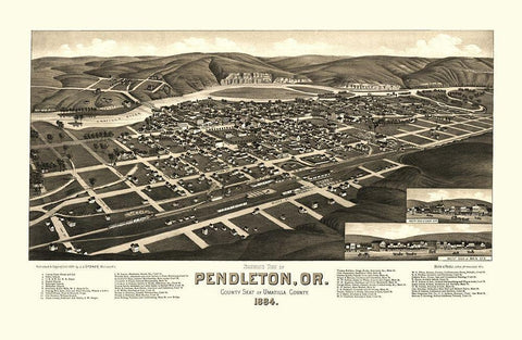 Pendleton Oregon - Stoner 1884 White Modern Wood Framed Art Print with Double Matting by Stoner