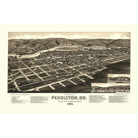 Pendleton Oregon - Stoner 1884 Black Modern Wood Framed Art Print with Double Matting by Stoner