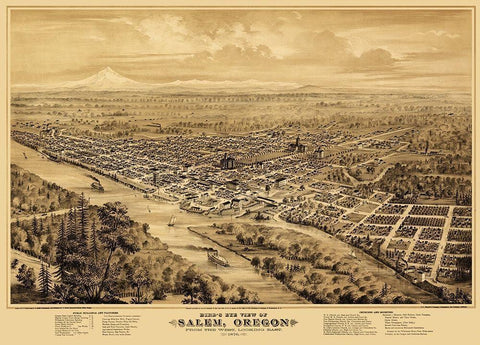 Salem Oregon - Smith 1876 Black Ornate Wood Framed Art Print with Double Matting by Smith