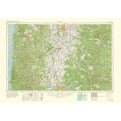 Salem Oregon Quad - USGS 1963 Gold Ornate Wood Framed Art Print with Double Matting by USGS