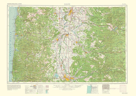 Salem Oregon Quad - USGS 1963 White Modern Wood Framed Art Print with Double Matting by USGS