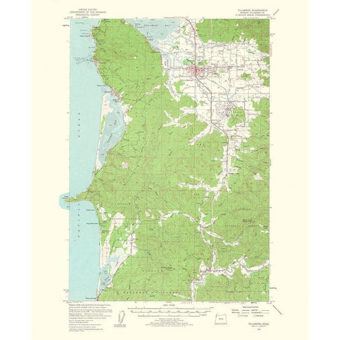 Tillamook Oregon Quad - USGS 1963 Black Modern Wood Framed Art Print with Double Matting by USGS