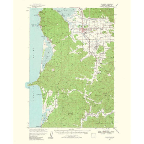 Tillamook Oregon Quad - USGS 1963 White Modern Wood Framed Art Print by USGS