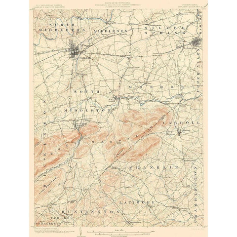 Carlisle Pennsylvania Quad - USGS 1904 White Modern Wood Framed Art Print by USGS