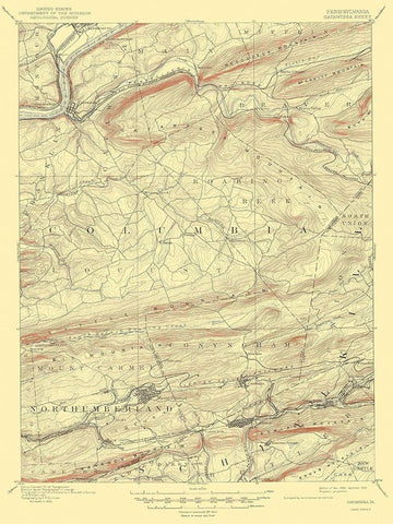 Catawissa Pennsylvania Quad - USGS 1894 Black Ornate Wood Framed Art Print with Double Matting by USGS