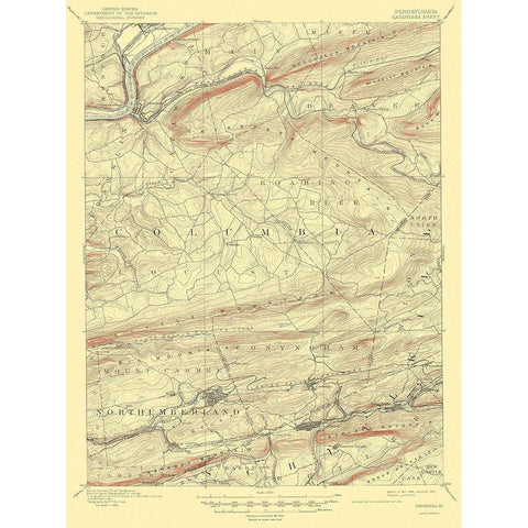 Catawissa Pennsylvania Quad - USGS 1894 Gold Ornate Wood Framed Art Print with Double Matting by USGS