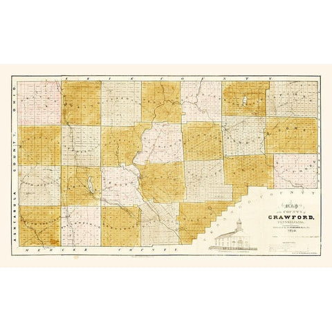 Crawford County Pennsylvania - Spafford 1839 Black Modern Wood Framed Art Print with Double Matting by Spafford