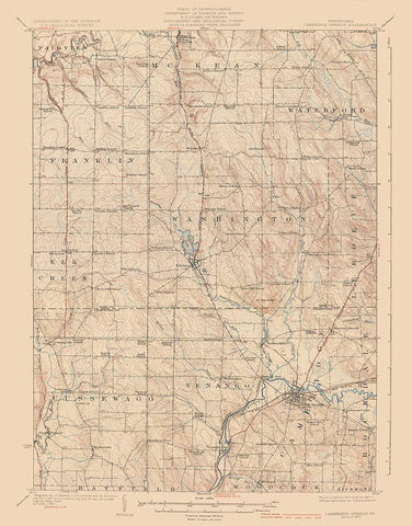 Cambridge Springs Pennsylvania Quad - USGS 1925 White Modern Wood Framed Art Print with Double Matting by USGS