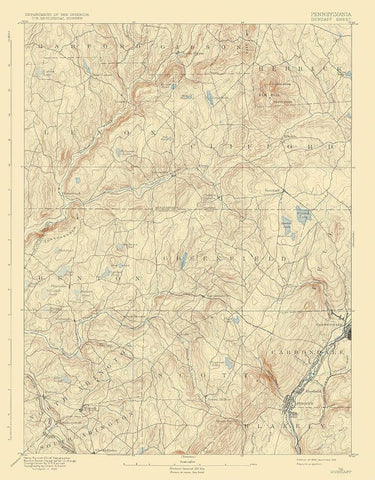 Dundaff Pennsylvania Quad - USGS 1892 Black Ornate Wood Framed Art Print with Double Matting by USGS