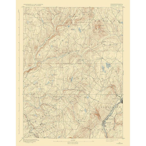 Dundaff Pennsylvania Quad - USGS 1892 White Modern Wood Framed Art Print by USGS