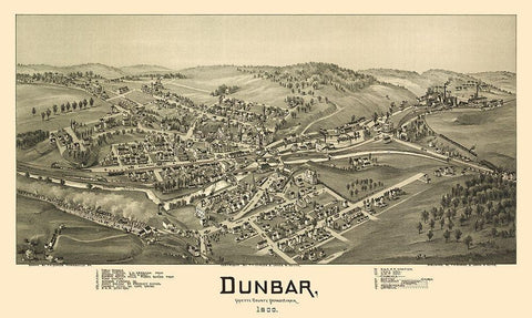 Dunbar Pennsylvania - Moyer 1900  Black Ornate Wood Framed Art Print with Double Matting by Moyer