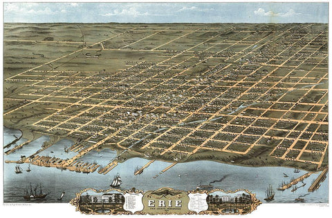 Erie Pennsylvania - Ruger 1870  Black Ornate Wood Framed Art Print with Double Matting by Ruger