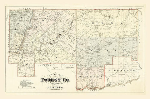 Forest County Pennsylvania - Smith 1876 Black Ornate Wood Framed Art Print with Double Matting by Smith