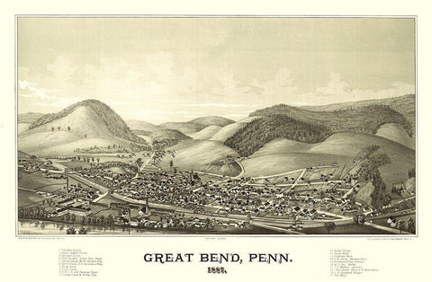 Great Bend Pennsylvania - Burleigh 1887  White Modern Wood Framed Art Print with Double Matting by Burleigh