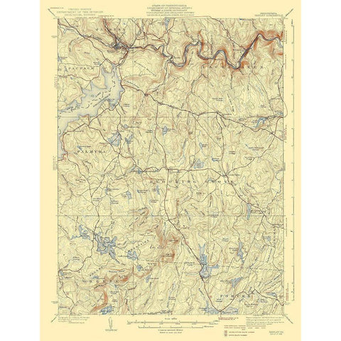 Hawley Pennsylvania Quad - USGS 1938 Black Modern Wood Framed Art Print with Double Matting by USGS